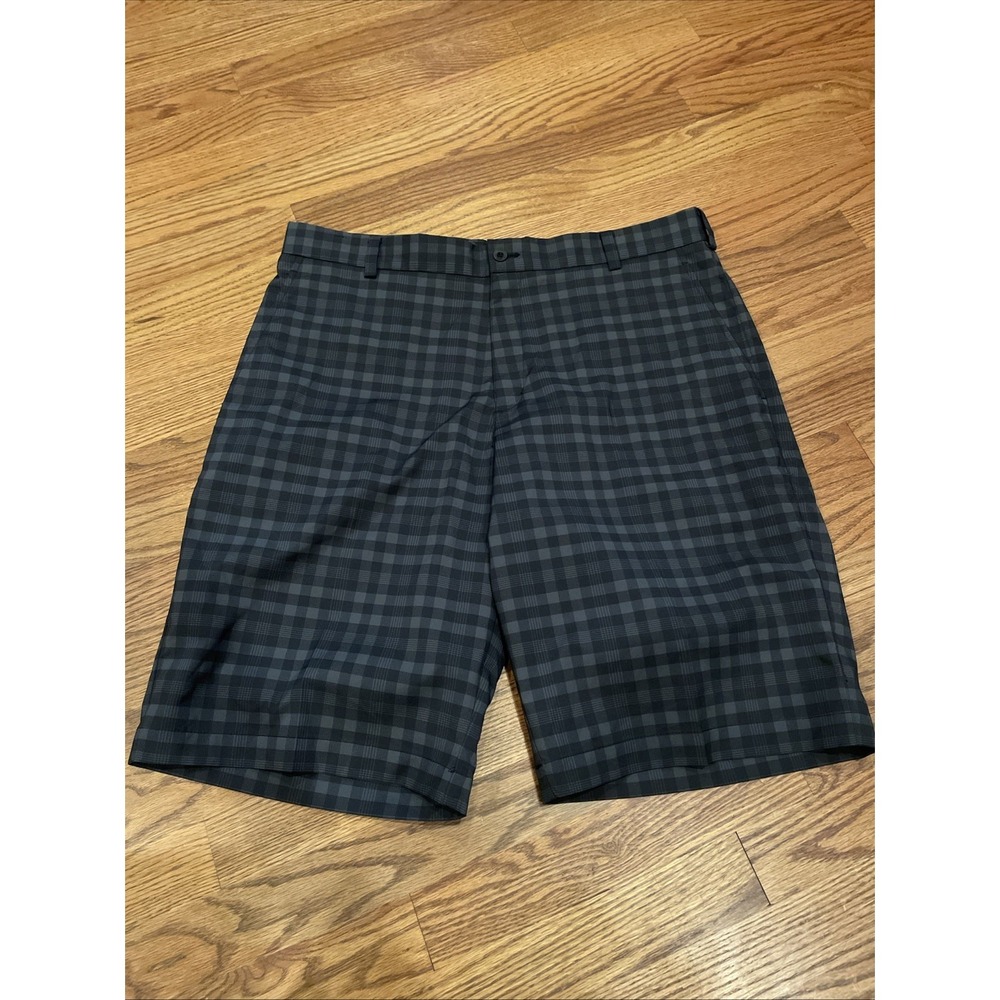 Nike Golf Men's Dri‎ Fit Golf Shorts Black Plaid Size 34 Stretchy Performance